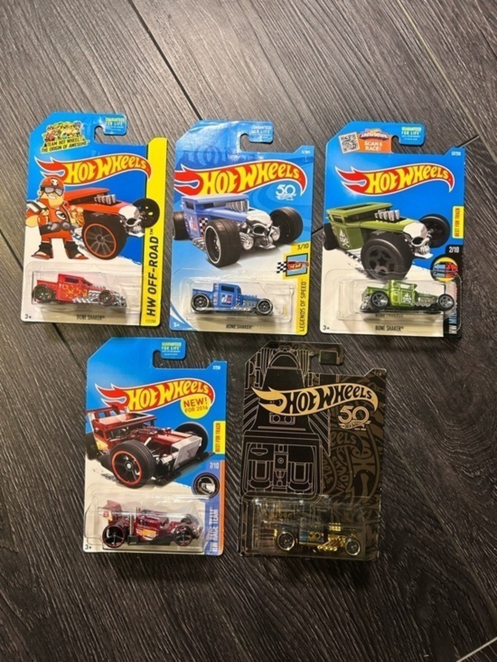 Hot Wheels Bone Shaker & Speeder Lot - 5 Cars 50th Anniversary Ed incl.